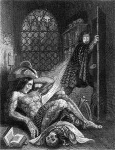 Frontispiece to Frankenstein by Mary Shelley (revised edition from 1831 of the novel first published in 1818)