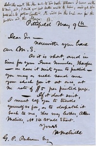 MS submission cover letter by Herman Melville: 9 May 1854