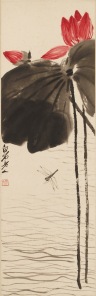 Qi Baishi. Lotus and Dragonfly, 20th century. Hanging scroll, ink and color on paper. Michael Gallis  Collection. Photo: Dennis Nodine  